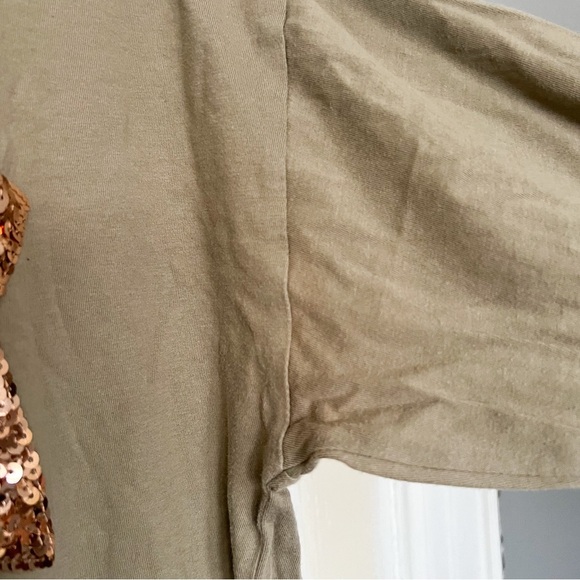 Victoria’s Secret PINK Green Sequins Bling Logo Long Sleeve Tee | M - Picture 4 of 9